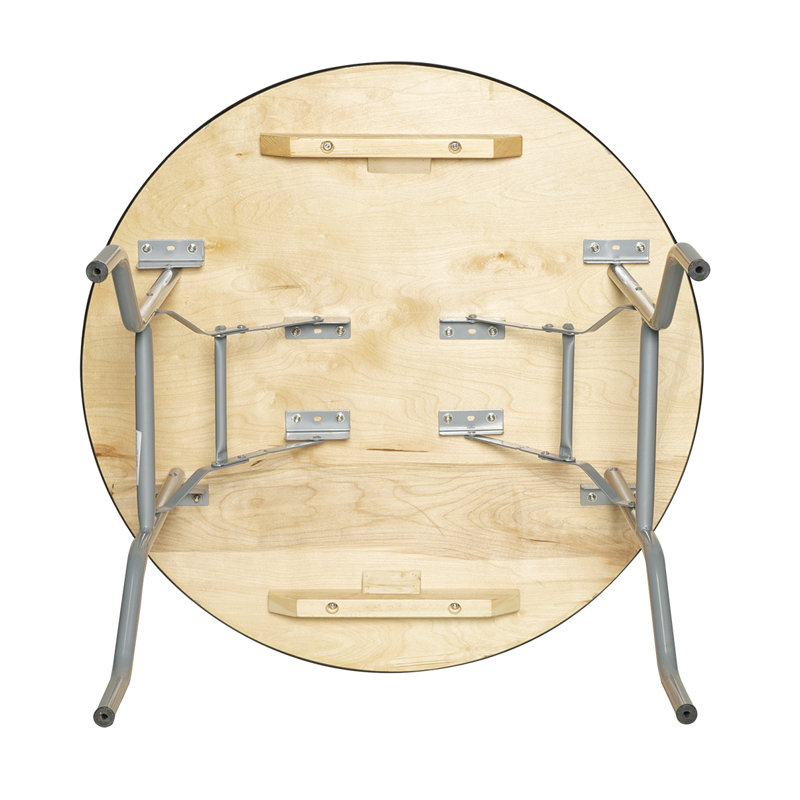 36" Round Birch Wood Banquet Table with Metal Edge
