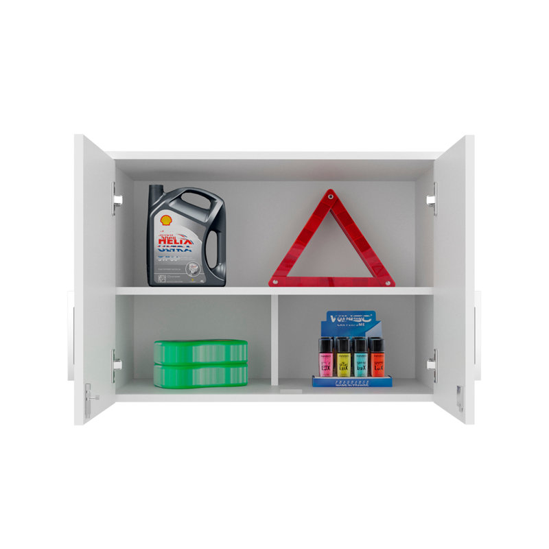 Armoire murale latérale avec deux portes et quatre tablettes de rangement internes, armoire de rangement flottante pour cuisine ou salle de lavage compacte