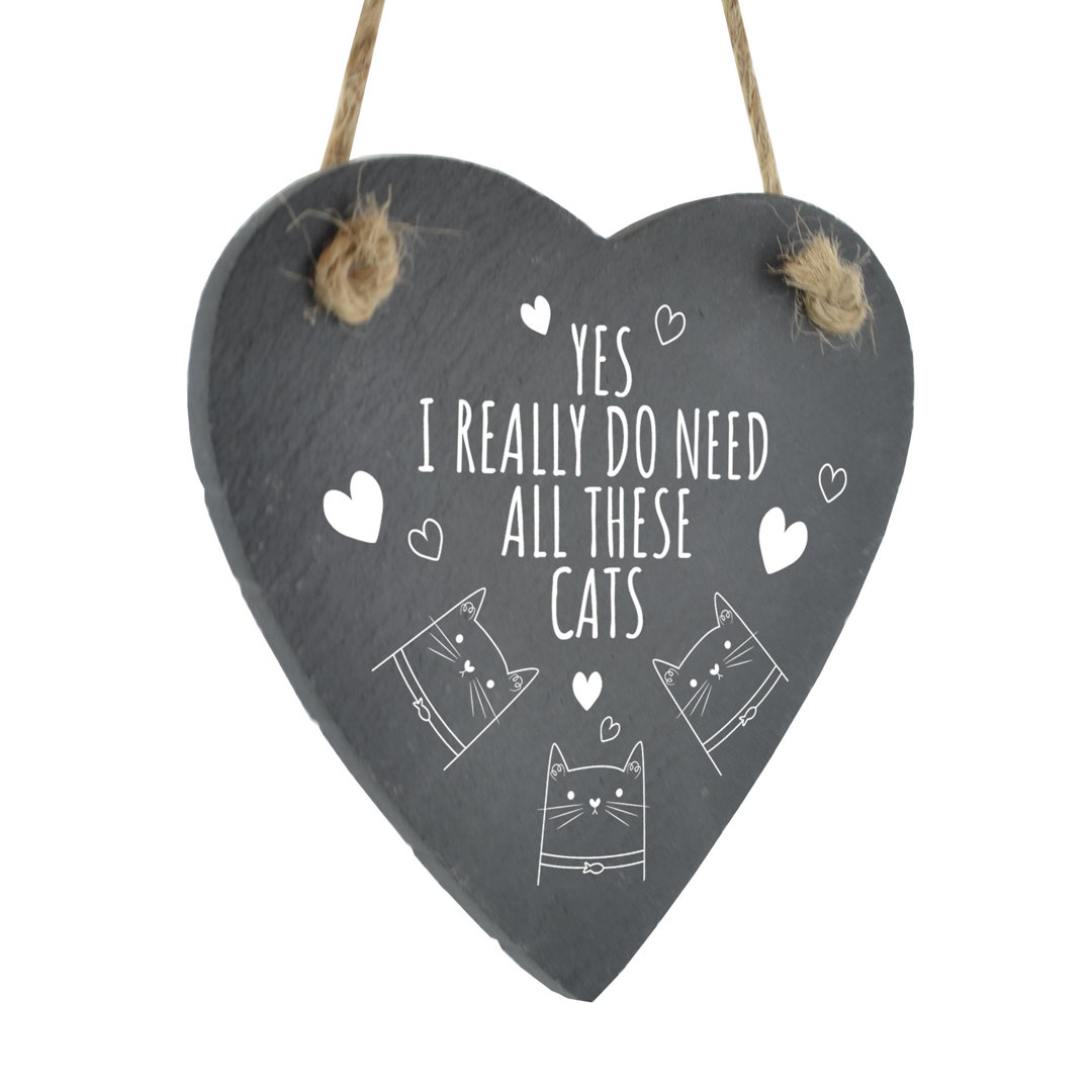 Hemenway All These Cats Heart Slate Wall Décor