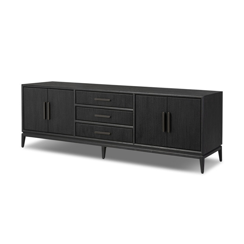 Rosenell Media Console-Oak Solid, Black