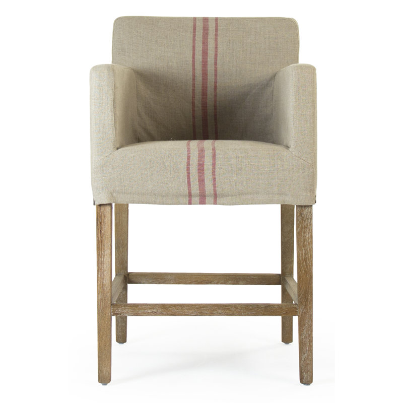 Avignon Upholstered Counter Stool with Solid Wood Frame, Counter Stool (25" Seat Height), Taupe Red