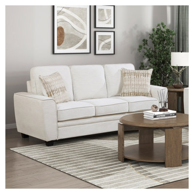 Beautiful Beige Sofa Set 2pc Sofa Loveseat w Decorative Pillows Soft Fabric Upholstery Living Room Furniture Couch Set