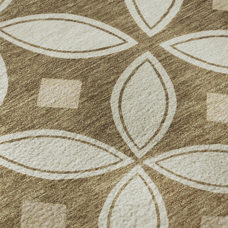 Premium Machine Washable Mayfield AMF2423 Geometric Rug, 3' x 5', Copper