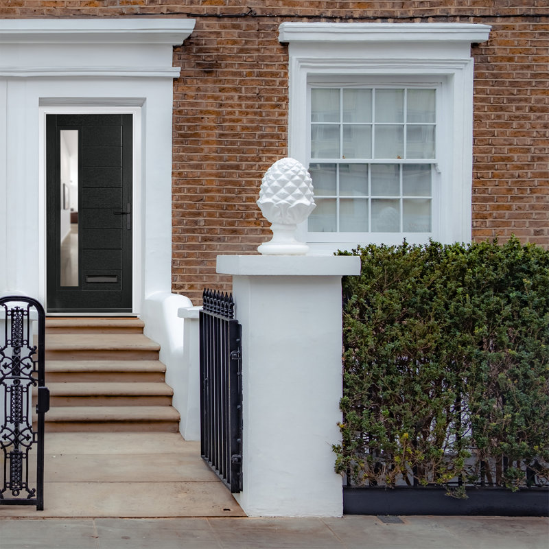 Crystal GRP Front door Monza Right Slate Grey 920mm x 2090mm Open in Right hand Clear Glass, Left, Black, 92mm x 209mm