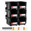 Plastic Stackable Storage Bins, 14.8 x 8.5 x 7.1 inch, Plastic Containers for Organizing and Storage Bins for Closet, Garage, Small Parts, Office Supplies and Other Accessories, Black