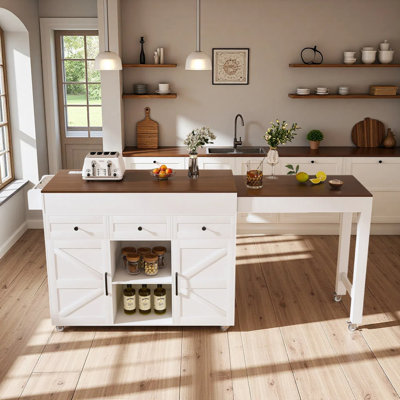 Kitchen Island With Extendable Table And Rolling Storage
