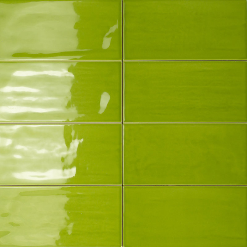 Jade 4" x 8" Subway Wall Tile, Lime Green 