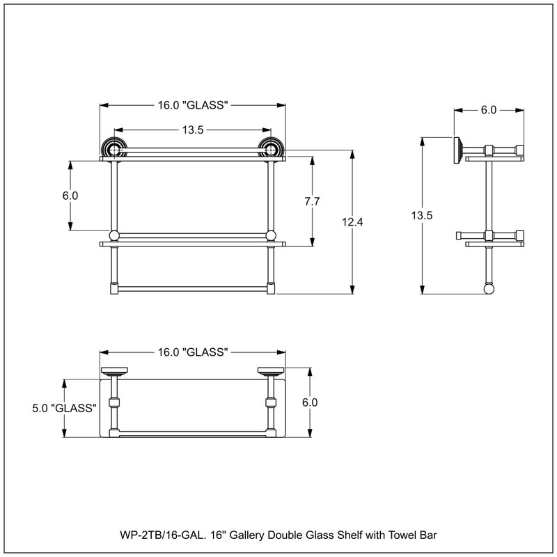 Tablette flottante avec porte-serviettes 2 pièces Waverly Place, H 12 po x l 16 po x P 5 po, Bleu troll plat