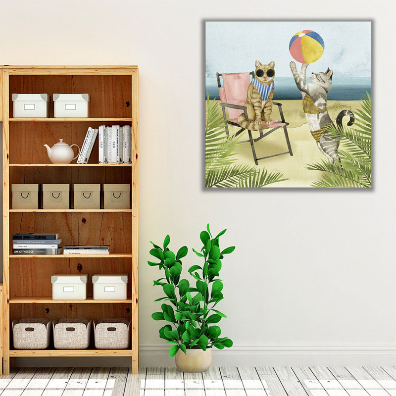 Coastal Kitties I - reproduction d'art sur toile, H 20 po x l 20 po