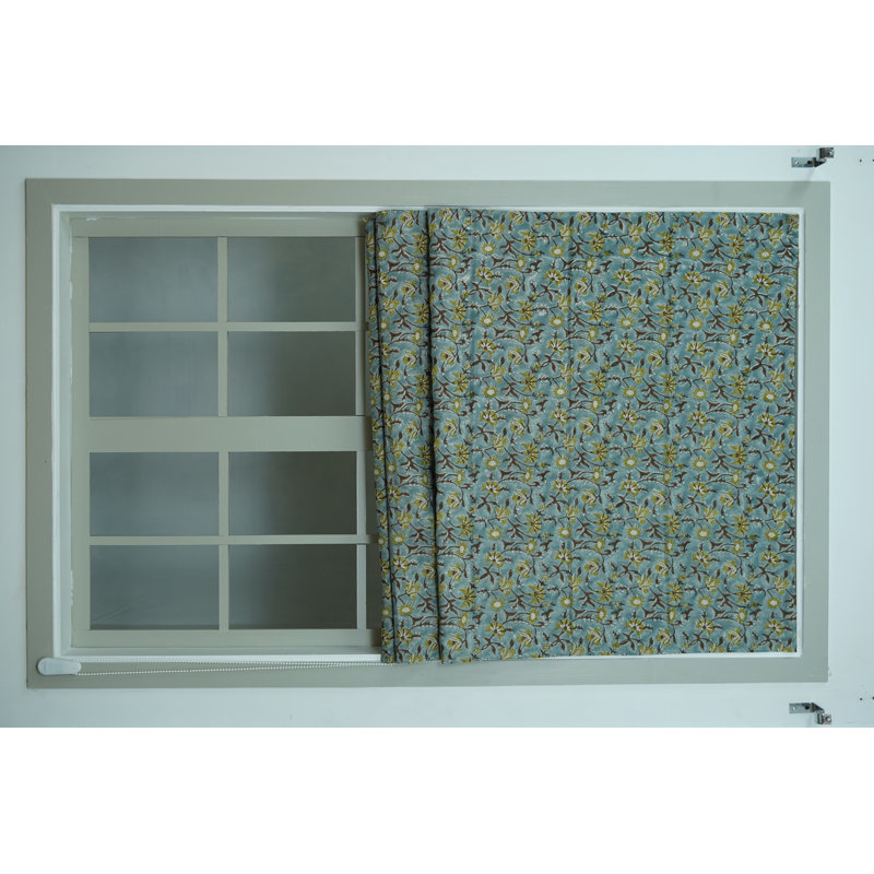  Bleu élégant 100% occultant en lin romain occultant pour les fenêtres, tissu décoratif fait à la main en bloc de viscose doux et confortable pour l'intimité, Nayaab