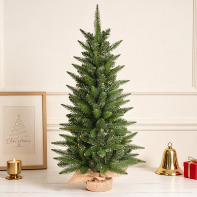 Full Tabletop Christmas Tree with Burlap Base