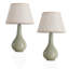 18 po Lampe de table moderne en céramique avec abat-jour en lin pour le salon de la chambre à coucher-130767105