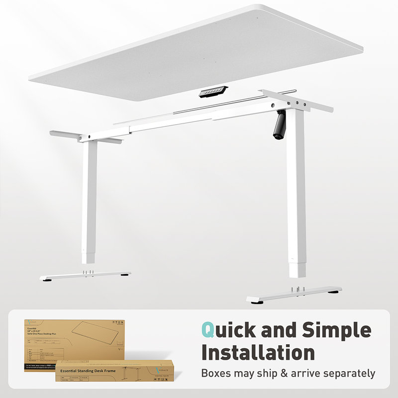  Height Adjustable Standing Desk Plus, White, 46.3" H x 59" W x 29.5" D