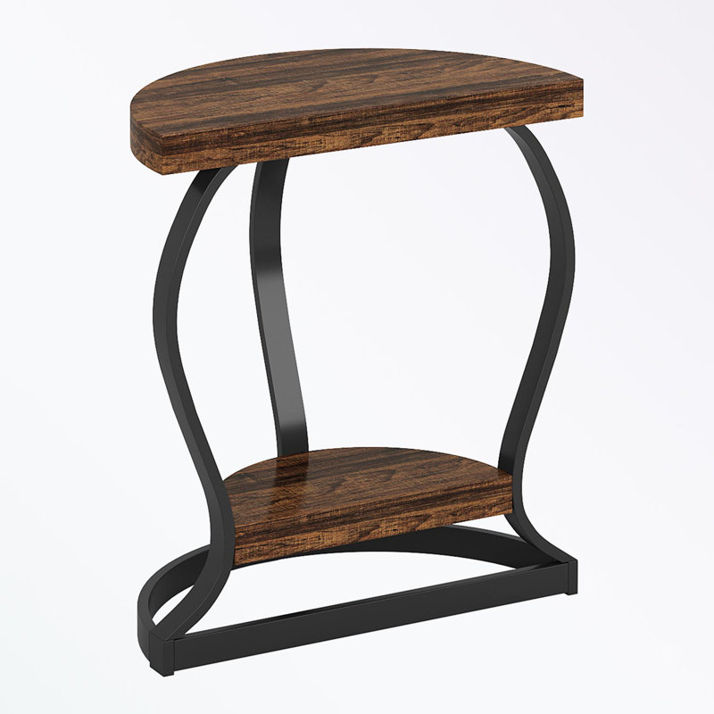 Table de bout demi-ronde avec tablette ouverte