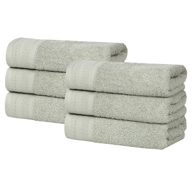 Essuie-mains mi-longs en coton gaufré texturé Honeycomb, Sauge