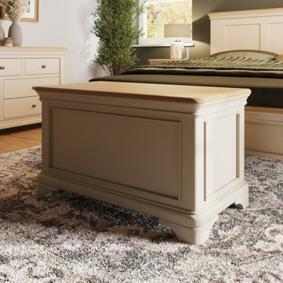 Joulon Ottoman Blanket Box. 91cm Wide. Solid Wood. Oak Top. Fully Assembled.