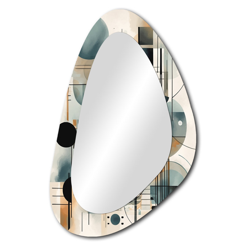 Blue Cream Minimalism Quiet Depths - Irregular Abstract Minimalism Modern Unique Wall Mirror