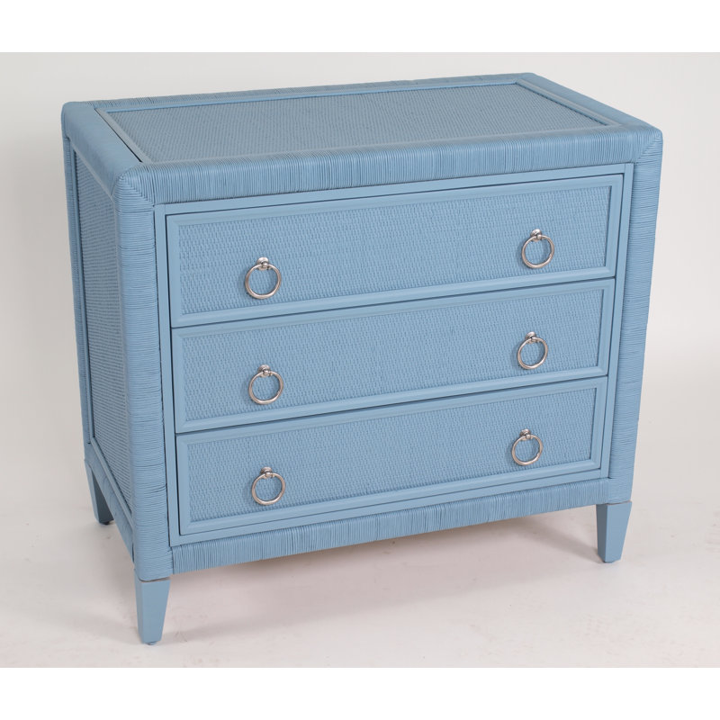 Sabal Bay 3-Drawer Wicker Chest, Pacific, Satin Nickel