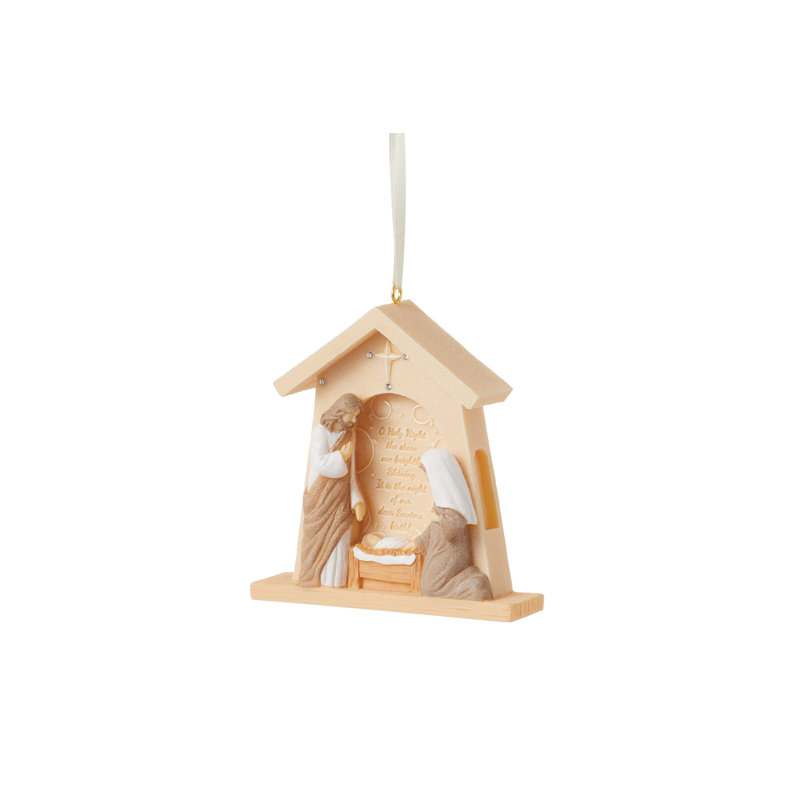 Foundations Nativity Creche Hanging Christmas Ornament 2.6in H