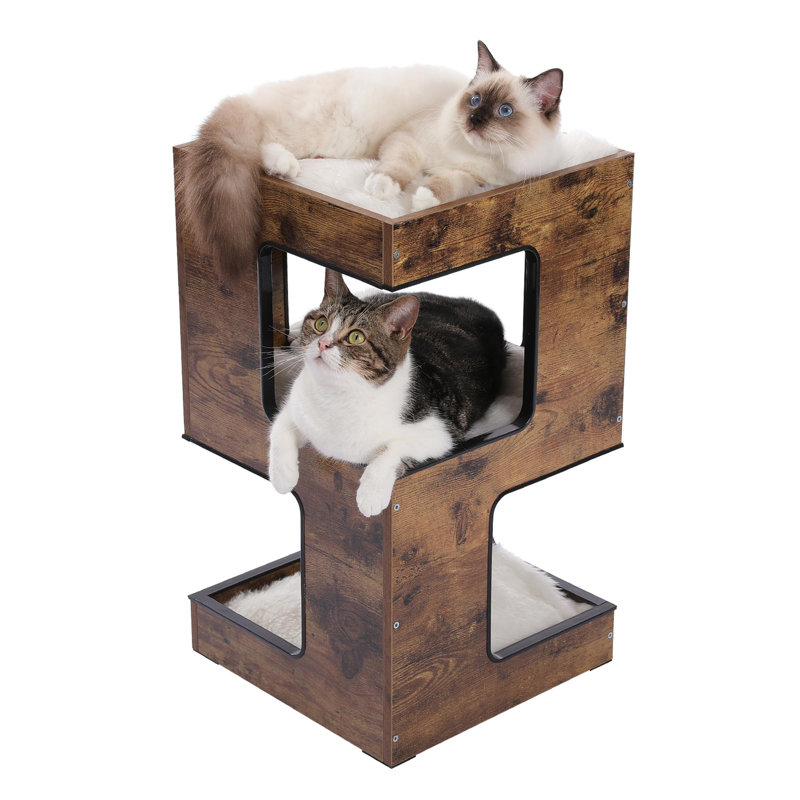 Petite tour à chat en bois, Brun
