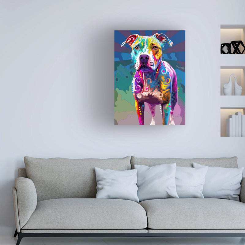 «Dean Russo The Carefree Staffie», art sur toile, H 19 po x l 14 po