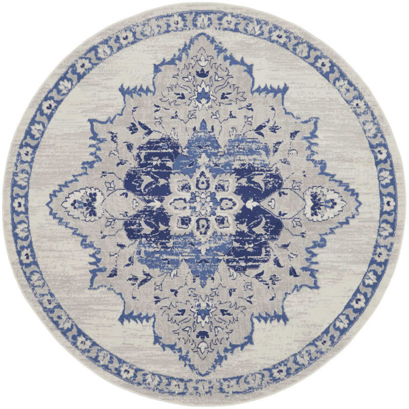 Ikat Indoor Rug, Round 5'