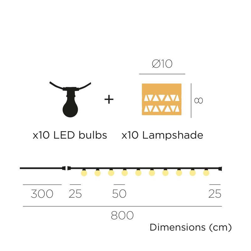 Alyiah Outdoor 10 - Bulb 315'' Solar Powered LED Shaded String Light
