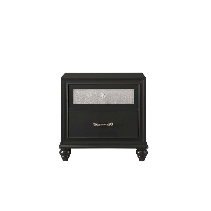 Table de chevet luxueuse 1 pièce 2 tiroirs Glam