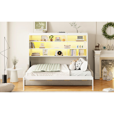 Ensemble de lit escamotable Hideaway avec canapé, tablettes de rangement intégrées et éclairage DEL