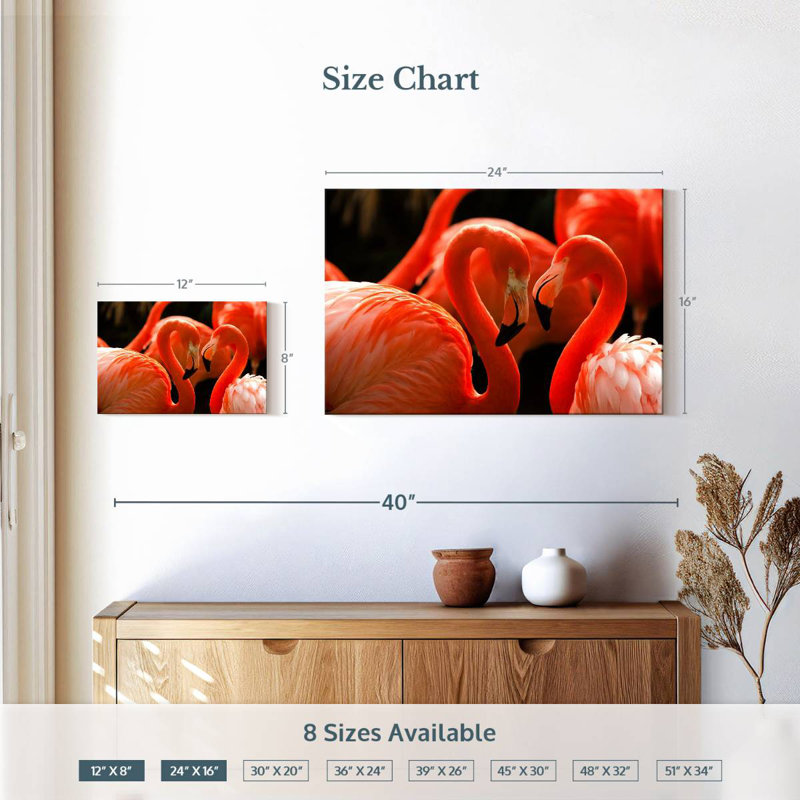 Brampt Heart Shaped Flamingos, 16" H x 24" W