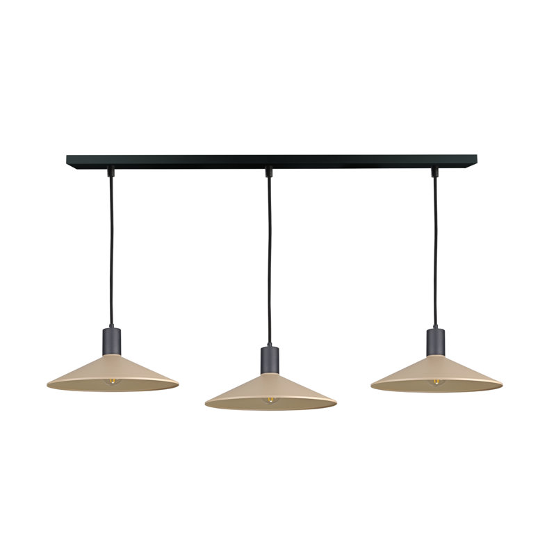 3 - Light Matte Black Dome Pendant, Black/Latte