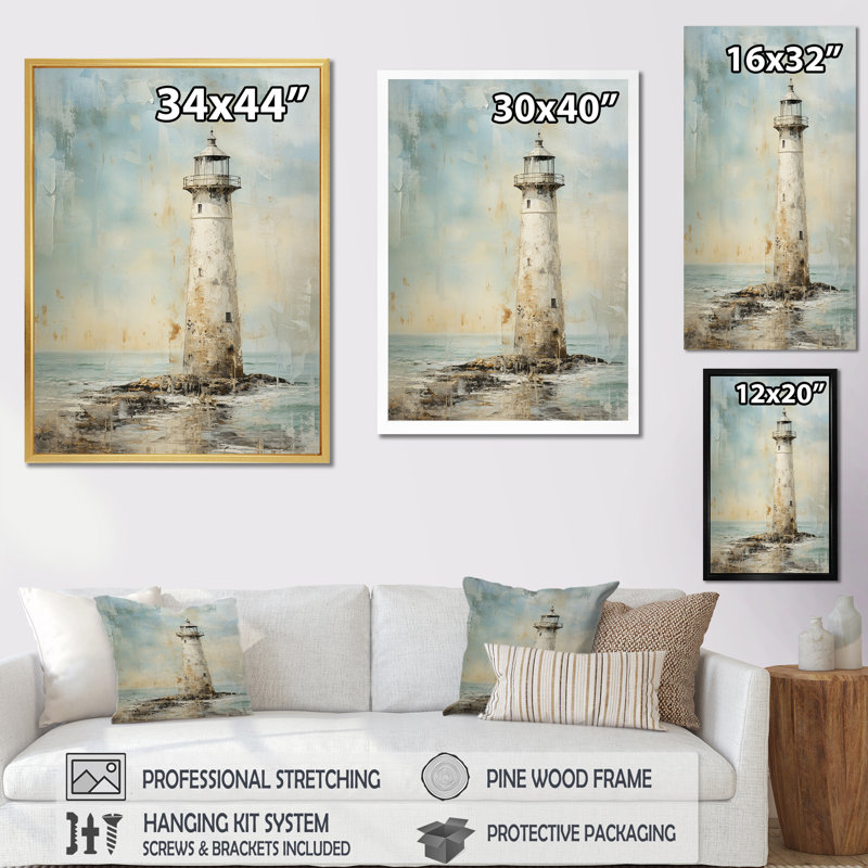 Phare gris minimal, H 32 po x l 24 po x P 1 po, Cadre flottant noir