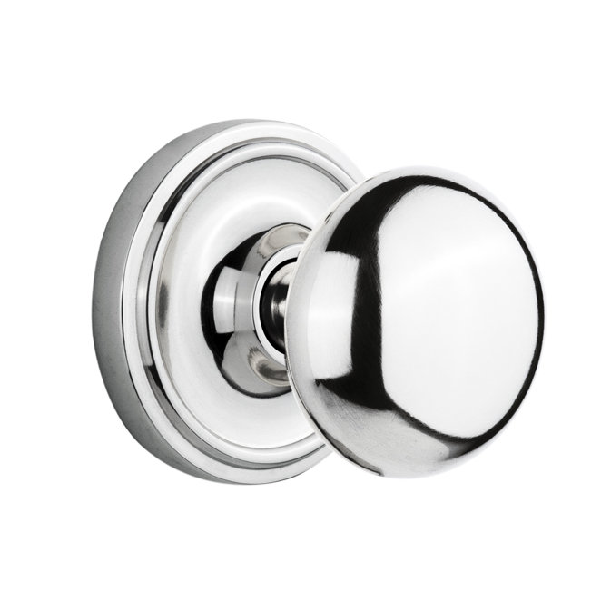 Rosette classique avec bouton de porte New York, Chrome brillant
