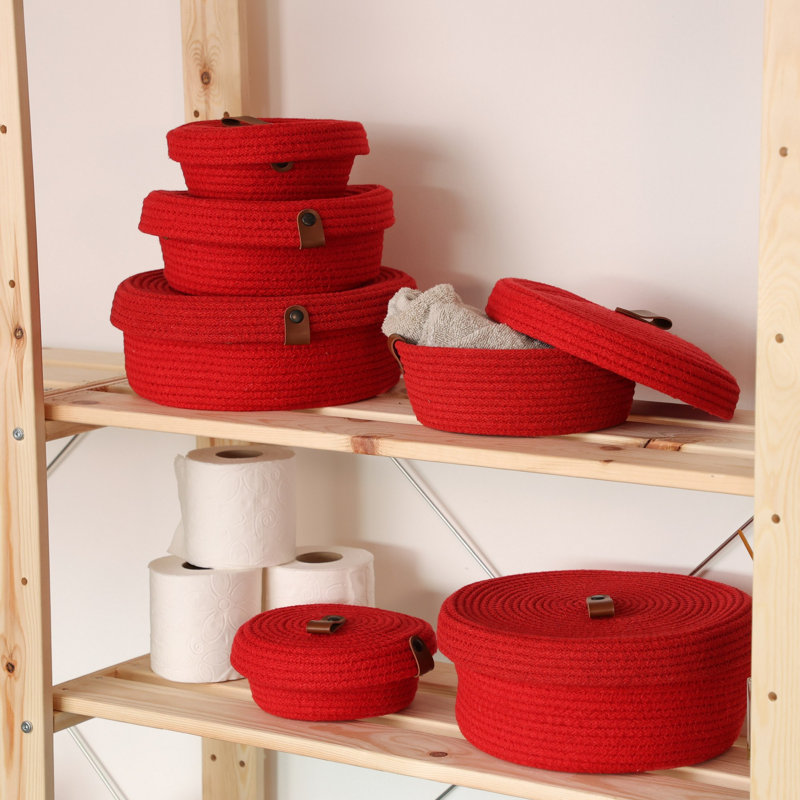 Longshore Tides Cotton Decorative Basket, Red