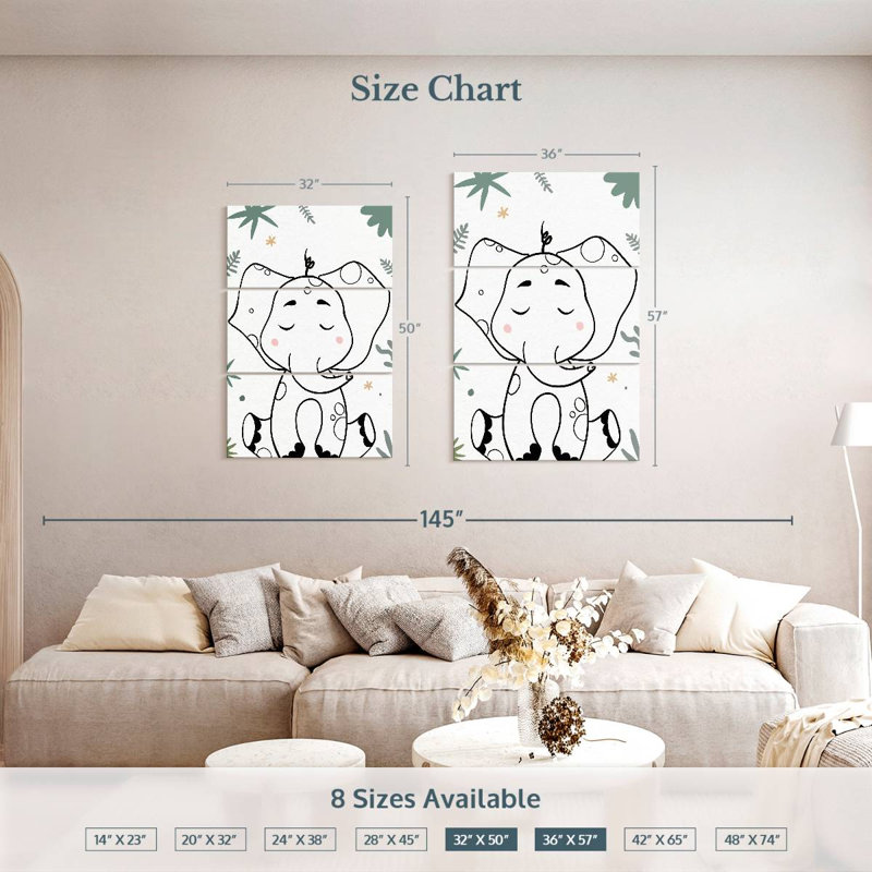 Bébé éléphant Ashelle, H 50 po x l 32 po