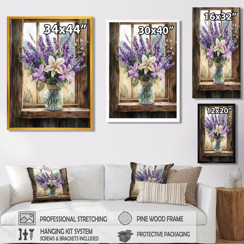 Inam - impressions sur toile florales, H 20 po x l 12 po, Reproduction encadrée d'une seule photo, Blanc