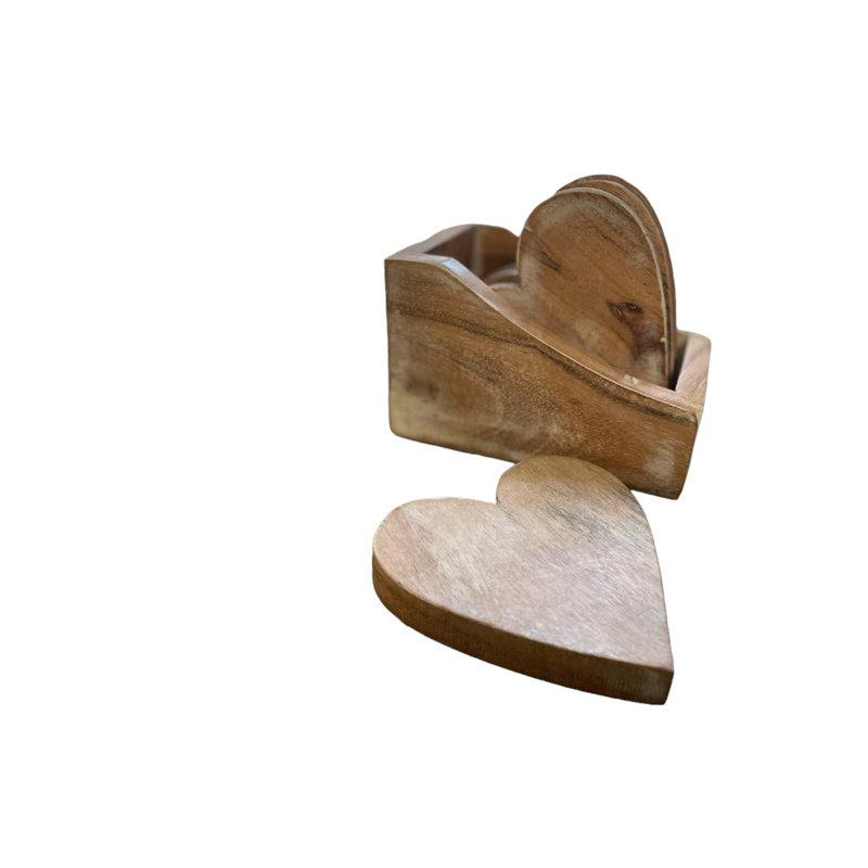 Ensemble de sous-verres en bois avec support 4 pièces