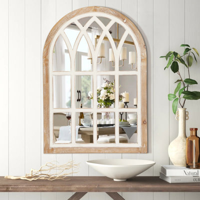Distressed Solid Wood Arch Mirror