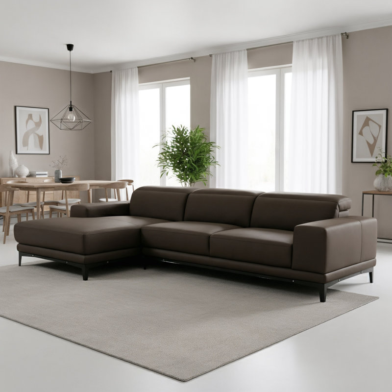 Canapé modulaire en cuir Ferrera, Orienté à gauche (vu de face)