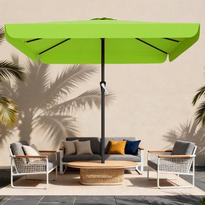 Parasol de patio rectangulaire de 8 x 10 pi avec cantonnière, parasol extérieur protégé contre les rayons UV UPF 50+, structure en acier robuste, manivelle, auvent hydrofuge pour terrasse, piscine et cour arrière