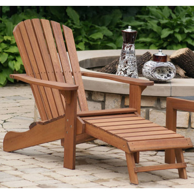 Chaise Adirondack en bois massif avec repose-pieds Aredale
