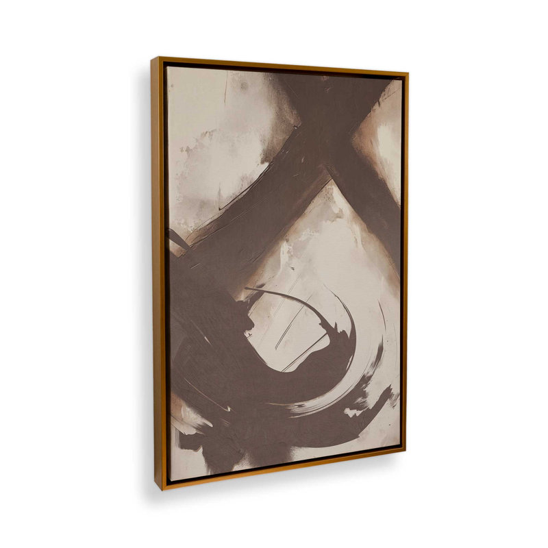 «Abstract Sienna Swirl I», reproduction sur toile, Cadre flottant or poli, H 18,75 po x l 12,75 po x P 1,75 po