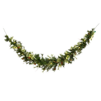 Galarza 72 " Pre-Lit Mixed Greenery Garland