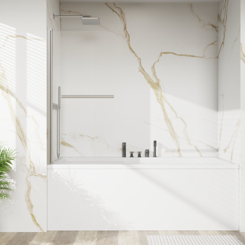 Panneau de douche 31 po x 55 po en verre trempé avec porte de douche sans cadre