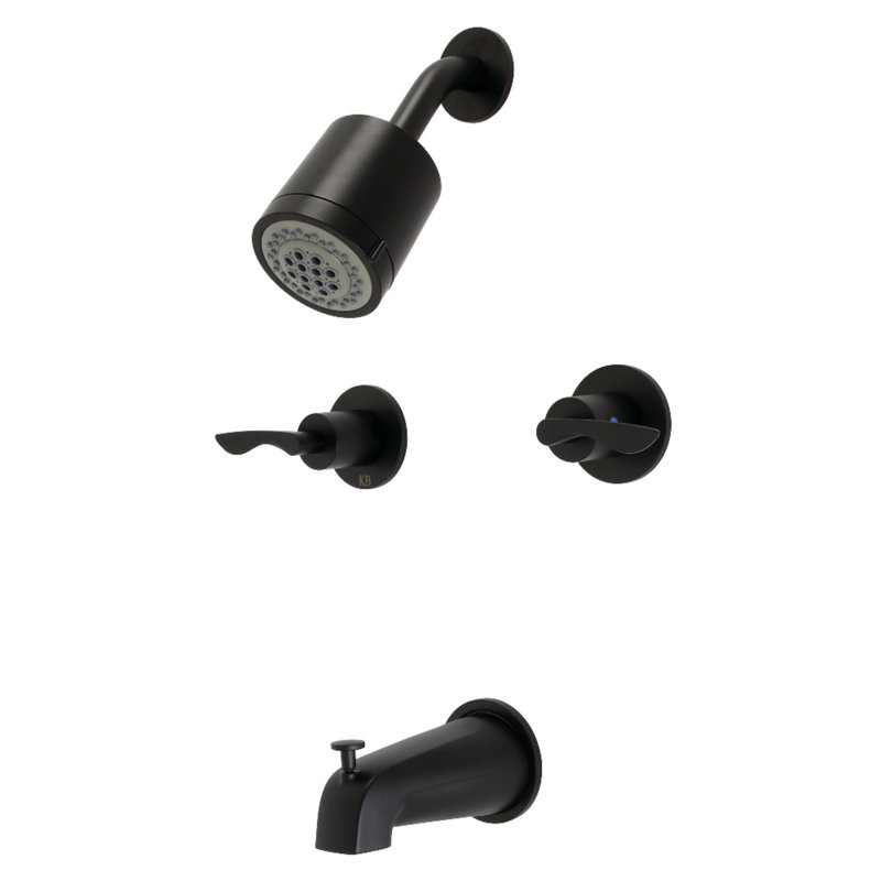 Kingston Brass Serena Double-Handle Tub and Shower Faucet, Matte Black