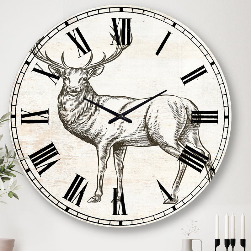 Horloge murale Deer Wild and Beautiful, Grand, Noir
