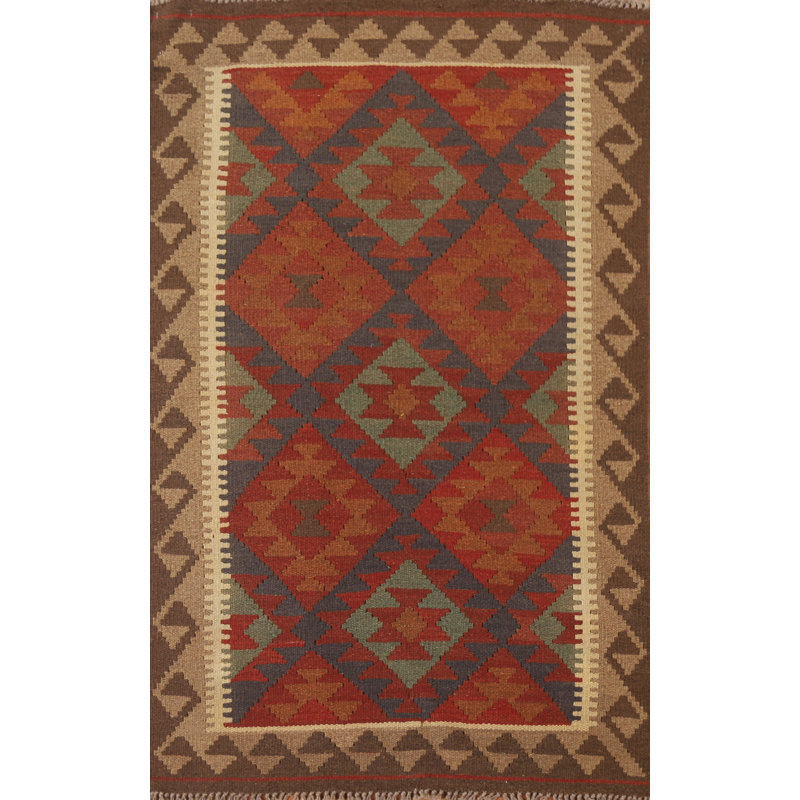 Handmade Wool Kilim Reversible Wool Rug 3x5