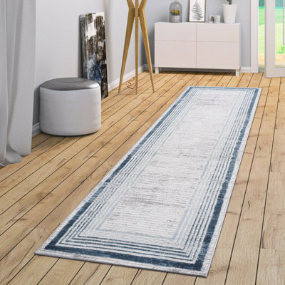 Tapis tissé et non délesté 2X8, bleu /, teint, convient à la chambre à coucher, au salon, à la salle à manger, au bureau à domicile, antitaches,