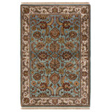 Hand-Knotted High-Quality Light Blue and Ivory Area Rug