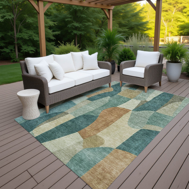 Machine Washable Indoor/Outdoor Chantille ACN2376 Abstract Rug, Rectangle 10' x 14'